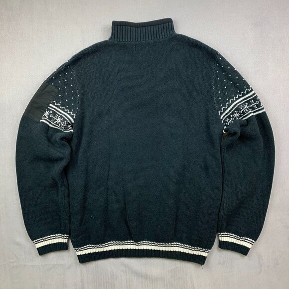 Eddie Bauer Sweater Tall Large Black Fair Isle 1/4 Zip Long Sleeve Knit Nordic - Picture 8 of 8